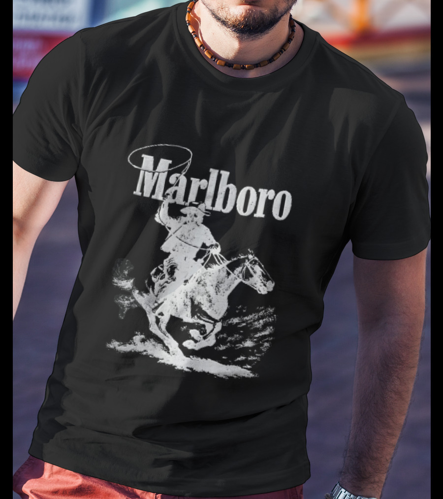 Marlboro Cowboy Riding Horse Spinning Lasso T-Shirt