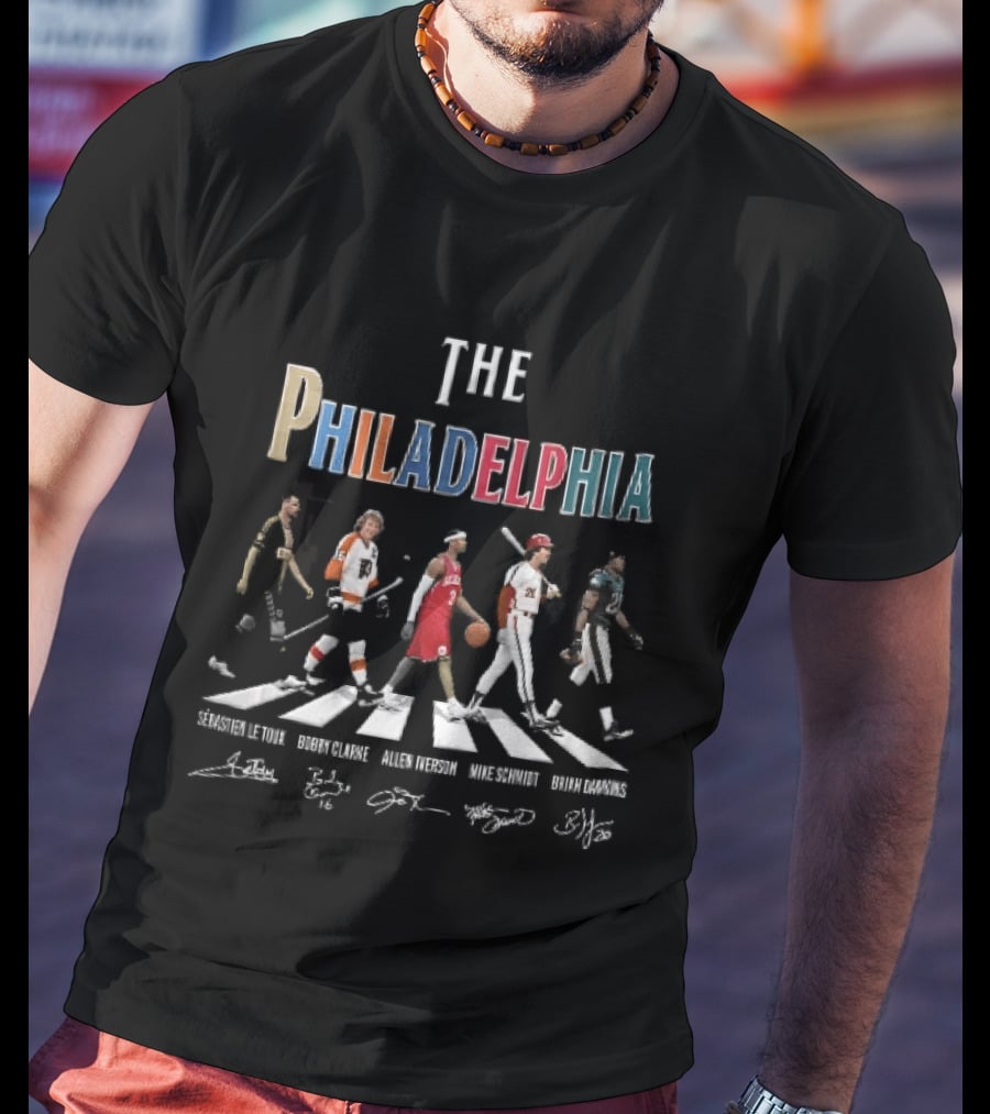 The Philadelphia Athletes Le Toux Clarke Allen Schmidt McNabb Crosswalk Signatures T-Shirt
