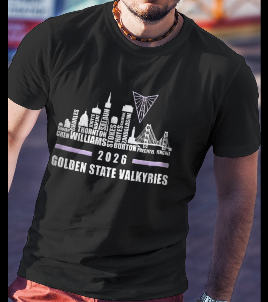 Golden State Valkyries 2026 San Francisco Skyline Bridge WNBA Sowah Chen T-Shirt