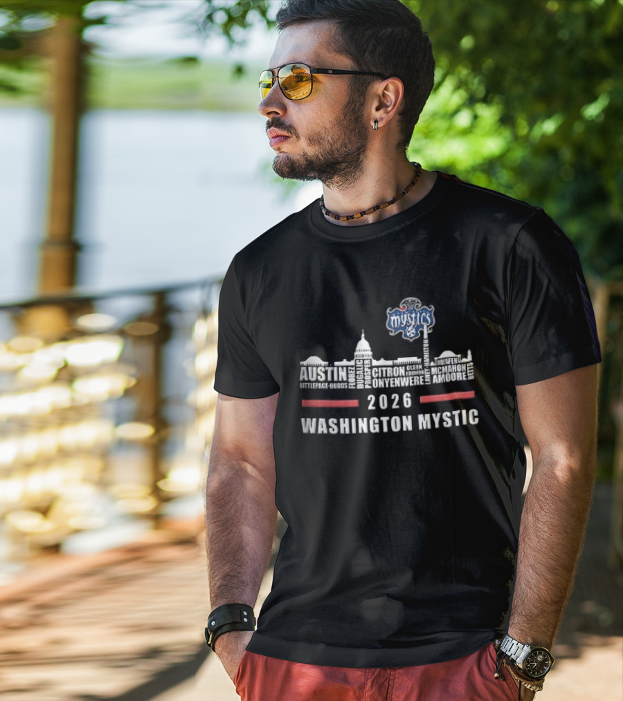 Washington Mystics 2026 Skyline Mystic Austin Littlepage Buggs Roster T-Shirt