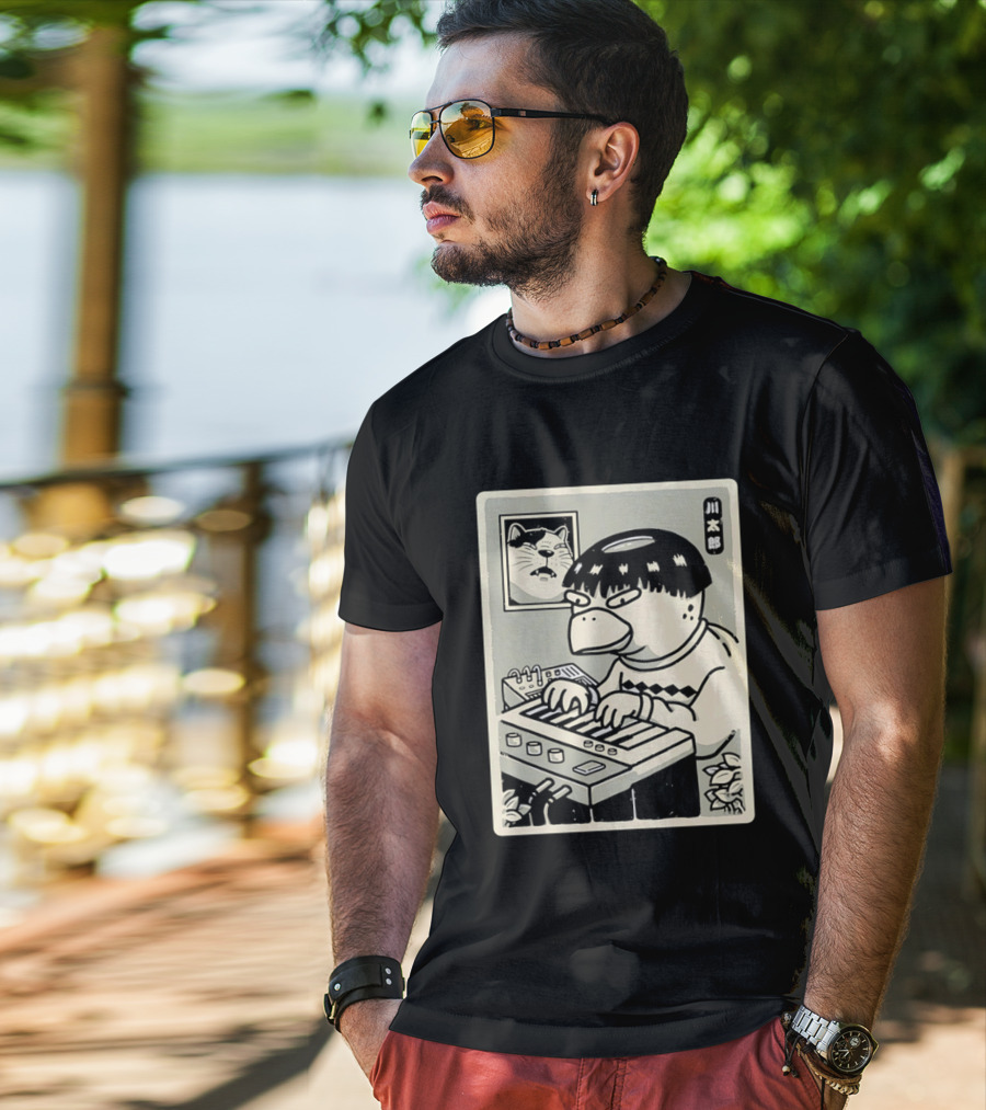 Yokai Synths Kappa Playing Keyboard Japanese Monster T-Shirt