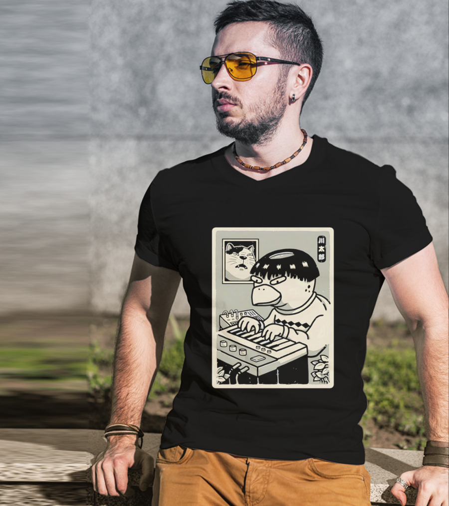 Yokai Synths Kappa Playing Keyboard Japanese Monster T-Shirt