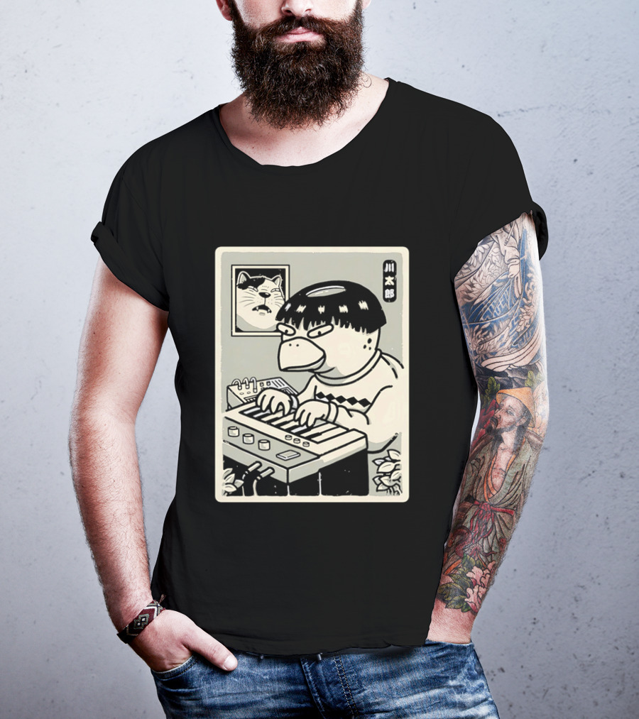Yokai Synths Kappa Playing Keyboard Japanese Monster T-Shirt