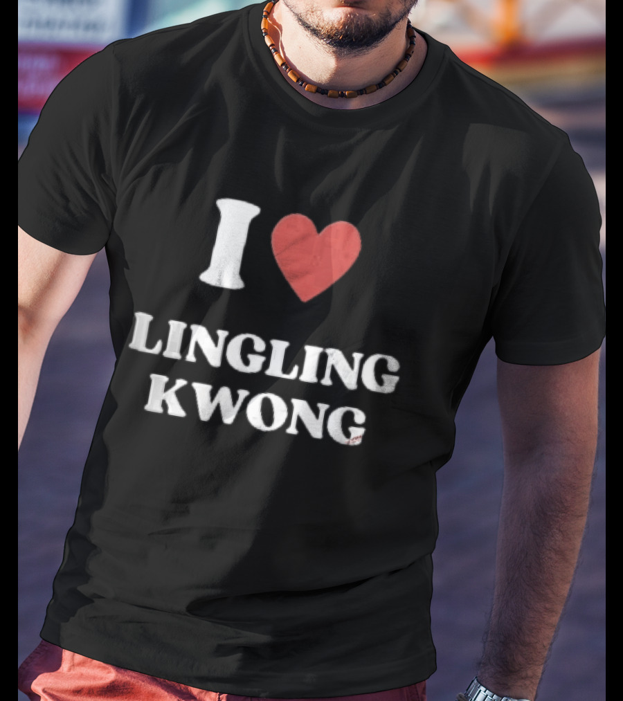 I Love Lingling Kwong Red Heart White Black T-Shirt