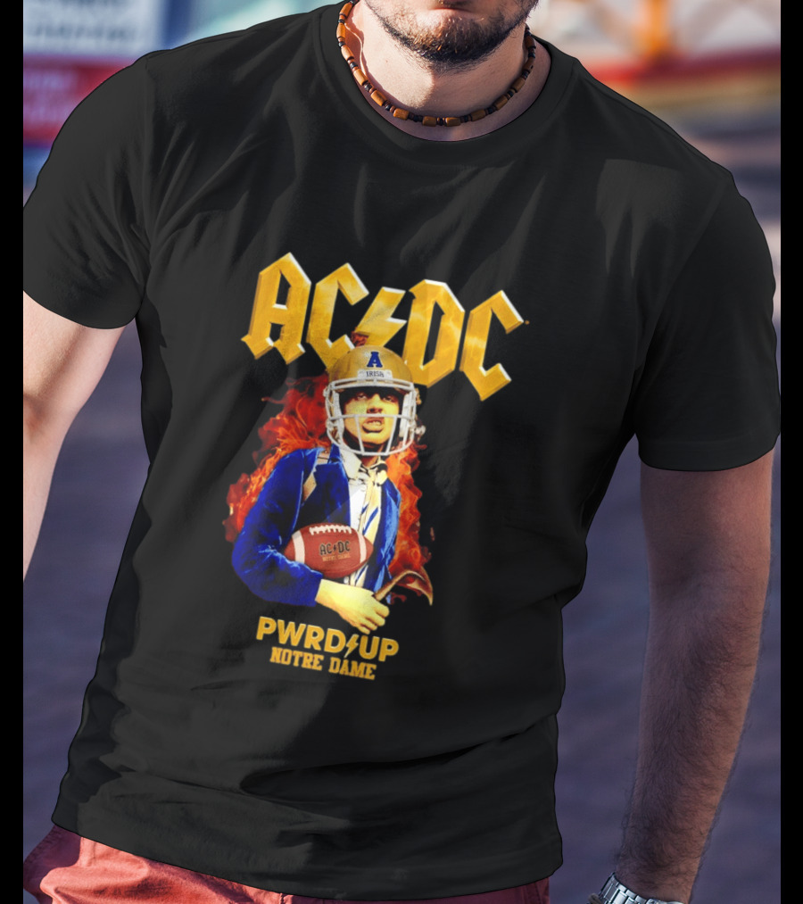 ACDC PWR UP Notre Dame Irish Football T-Shirt