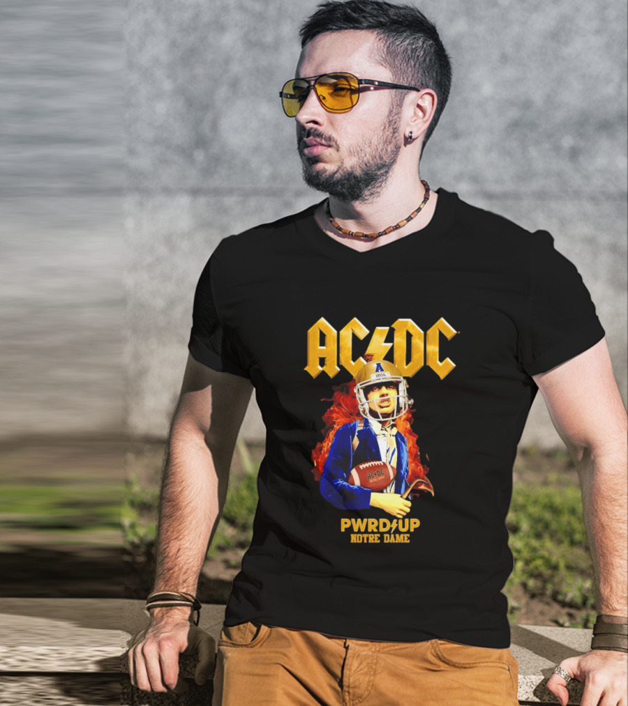 ACDC PWR UP Notre Dame Irish Football T-Shirt