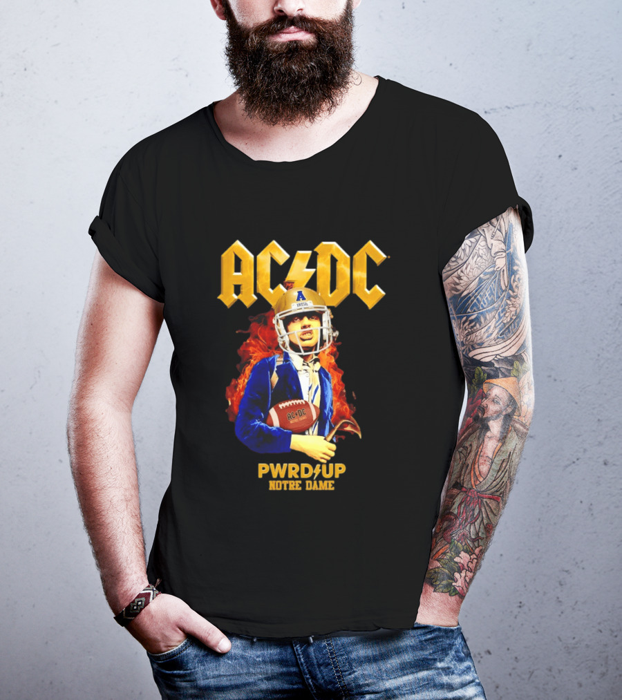 ACDC PWR UP Notre Dame Irish Football T-Shirt