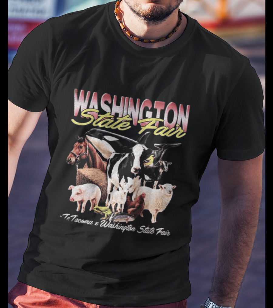 Washington State Fair Puyallup Tacoma Orca Cow Horse Sheep Pig Chicken Goat Frog Fish T-Shirt