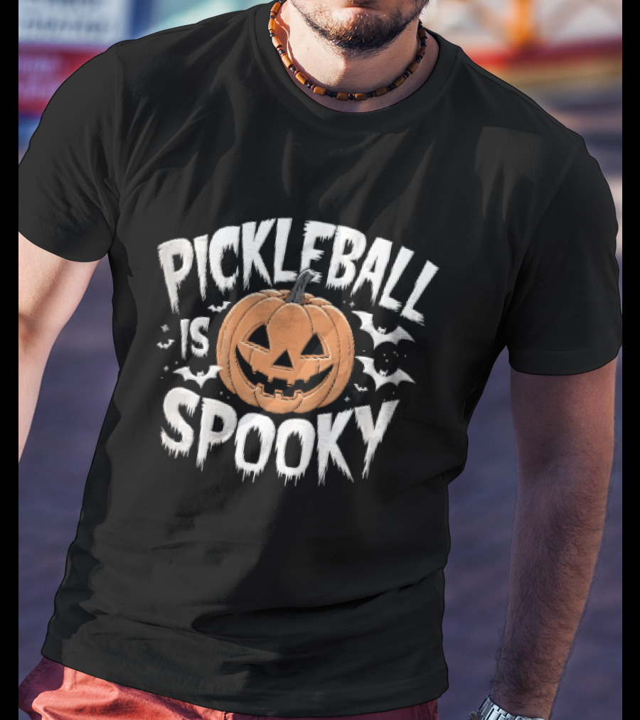 Pickleball Is Spooky Halloween Pumpkin Bat Fun T-Shirt