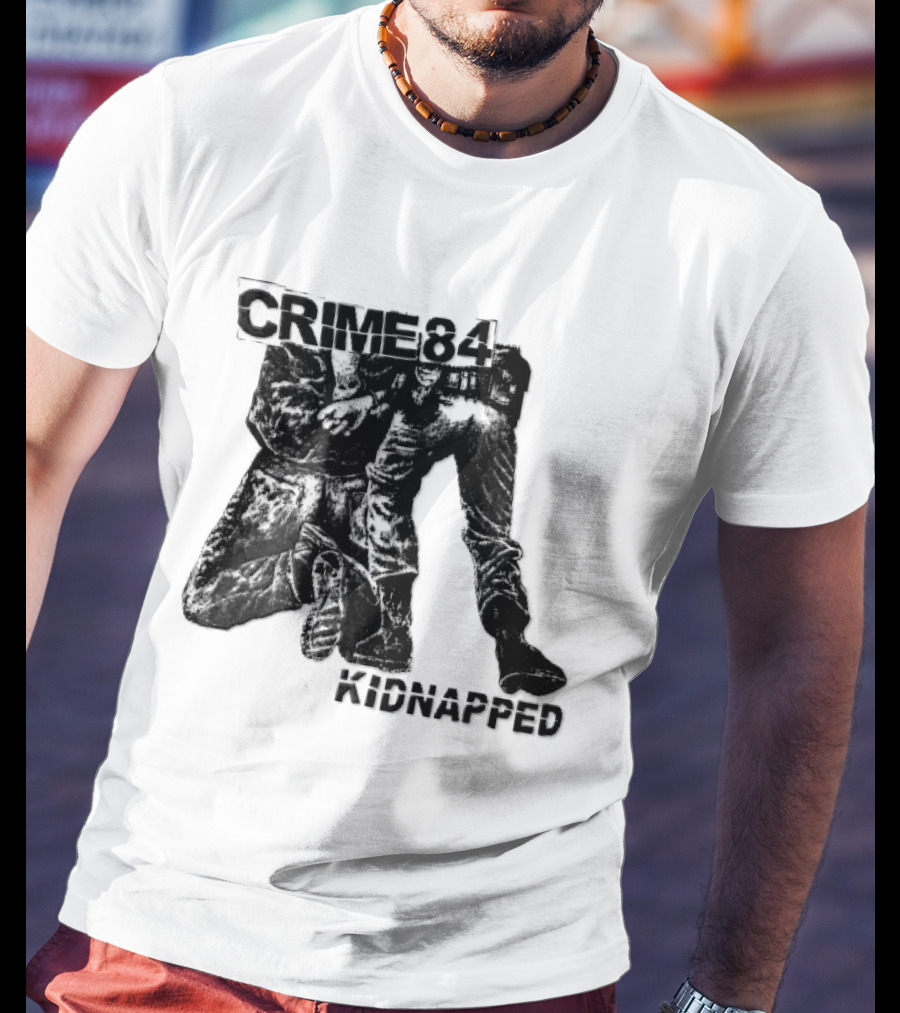 Crime 84 Kidnapped Kneeling Handcuffed Person Police Officer Sketch T-Shirt