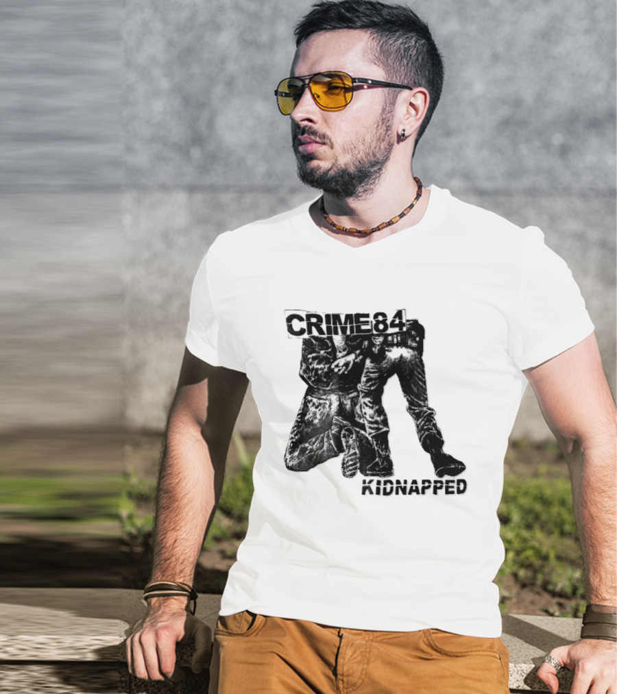 Crime 84 Kidnapped Kneeling Handcuffed Person Police Officer Sketch T-Shirt