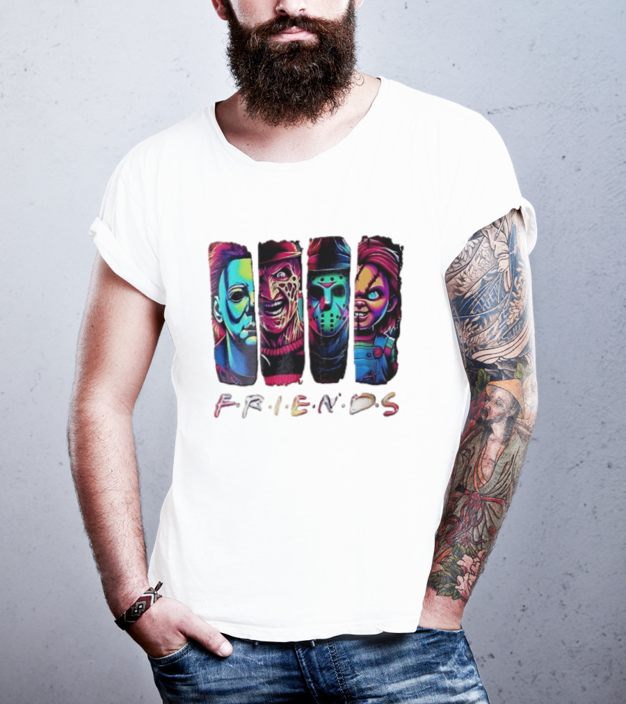 Friends Horror Michael Freddy Jason Chucky Multicolored T-Shirt