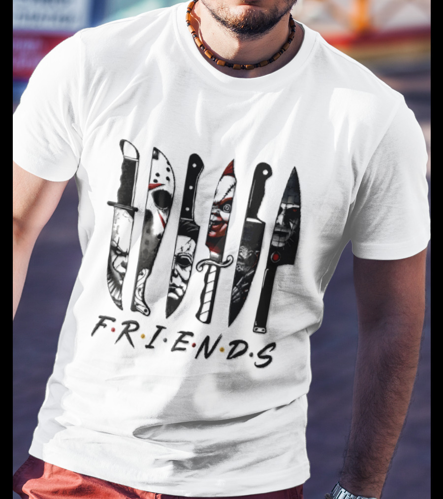 Friends Horror Movie Villains Knife Blades T-Shirt