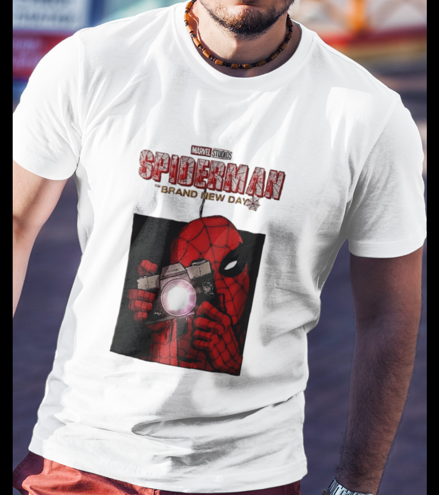 Marvel Studios Spiderman The Brand New Day Masked Hero Camera Flash T-Shirt