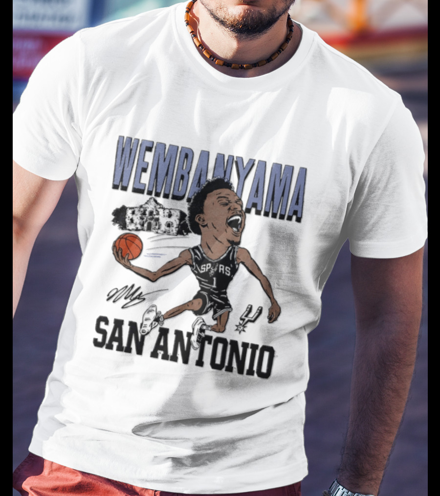 Wembanyama San Antonio Spurs Basketball NBA Caricature T-Shirt