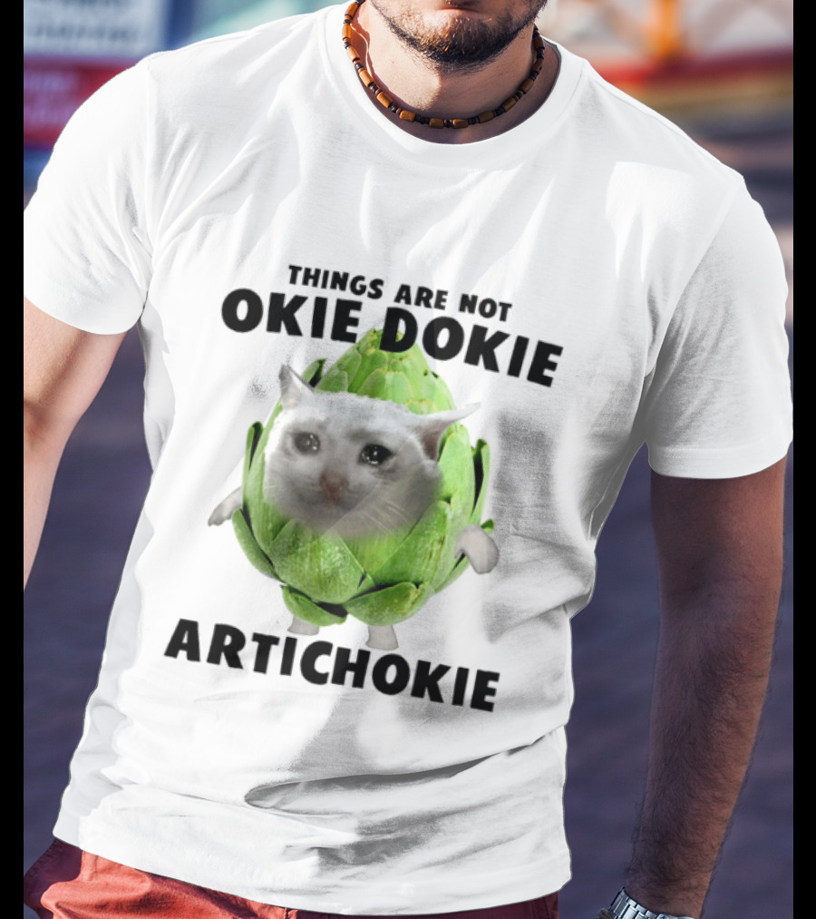 Things Are Not Okie Dokie Artichokie Sad Cat Meme T-Shirt