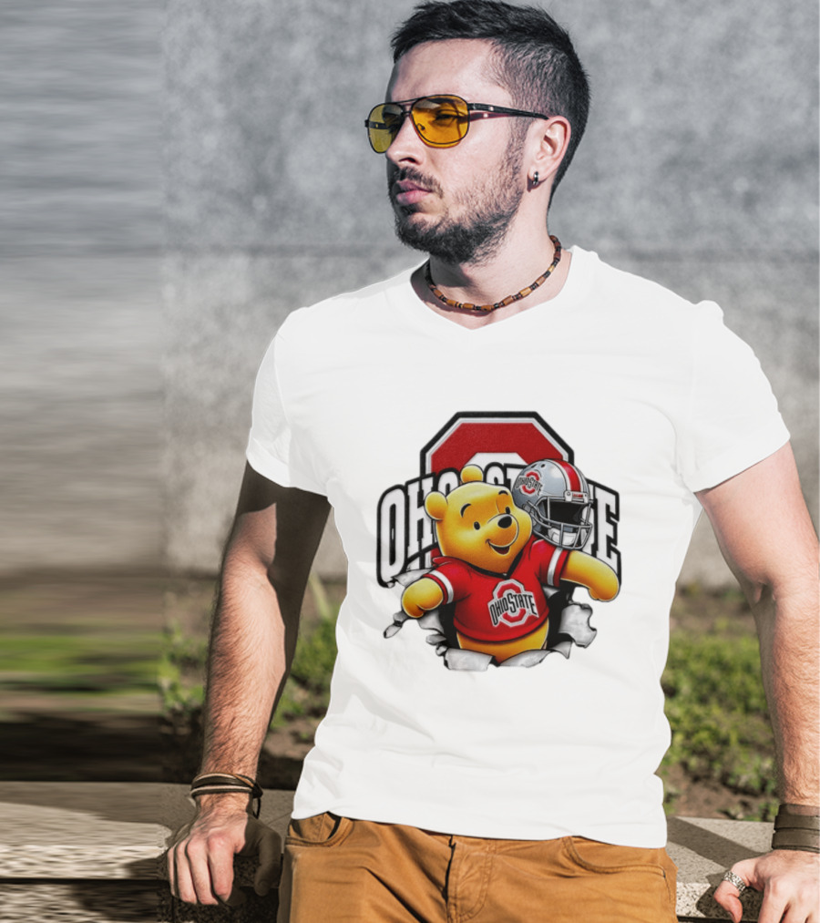 Winnie The Pooh Ohio State Buckeyes Football Team Helmets Series T-Shirt