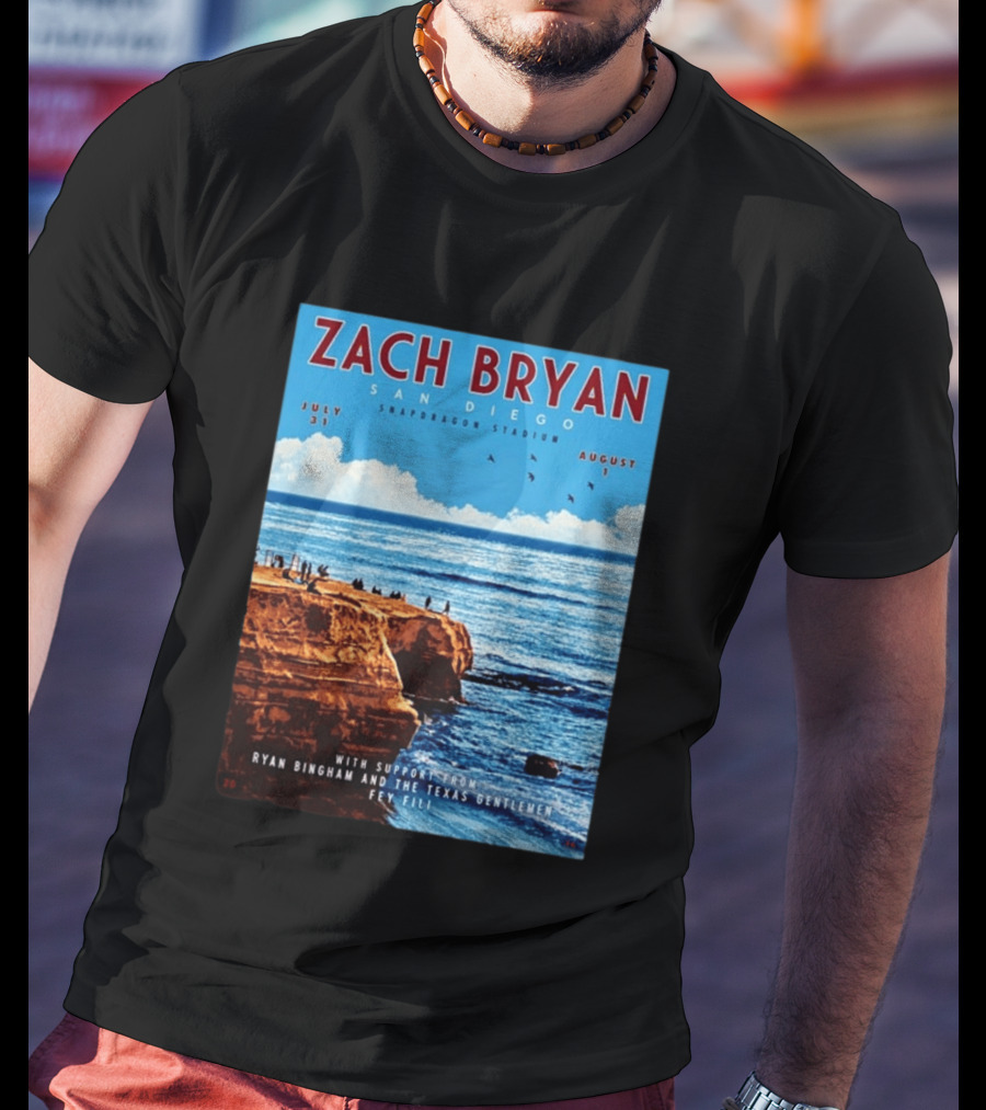 Zach Bryan San Diego Snapdragon Stadium July 31 August 1 With Support From Ryan Bingham The Texas Gentlemen Feu Fei T-Shirt
