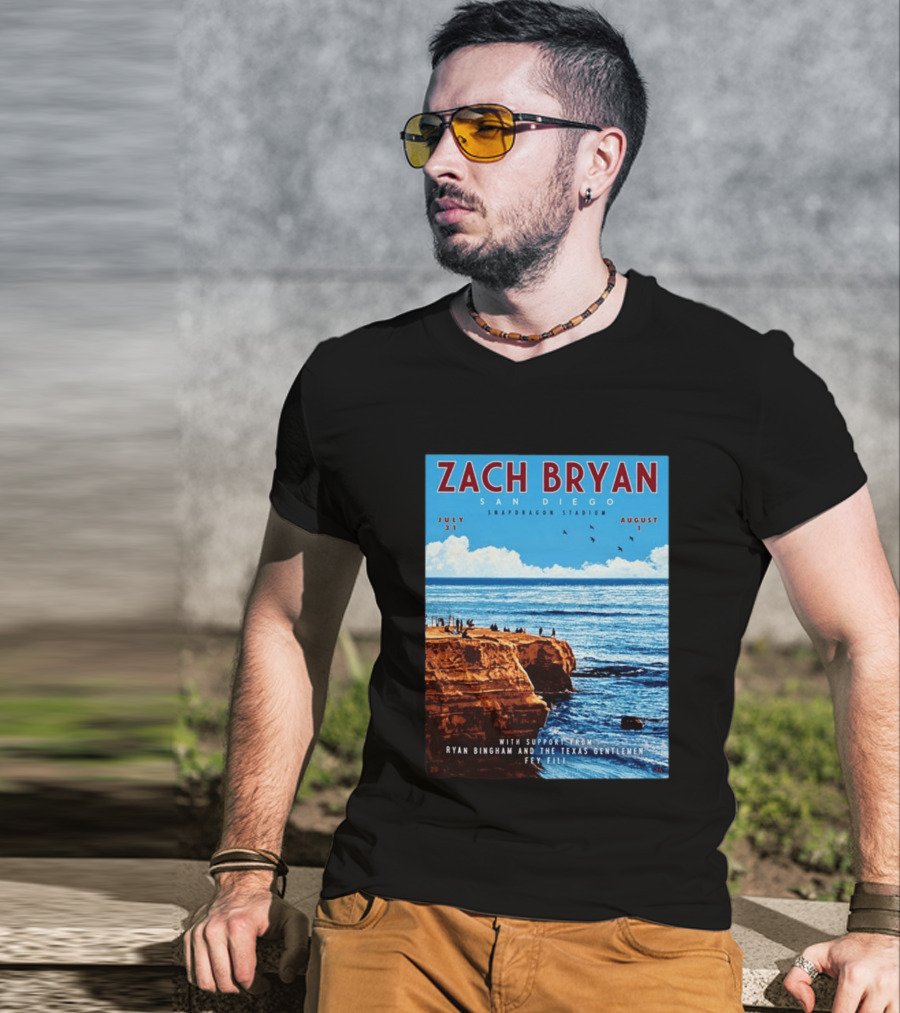Zach Bryan San Diego Snapdragon Stadium July 31 August 1 With Support From Ryan Bingham The Texas Gentlemen Feu Fei T-Shirt