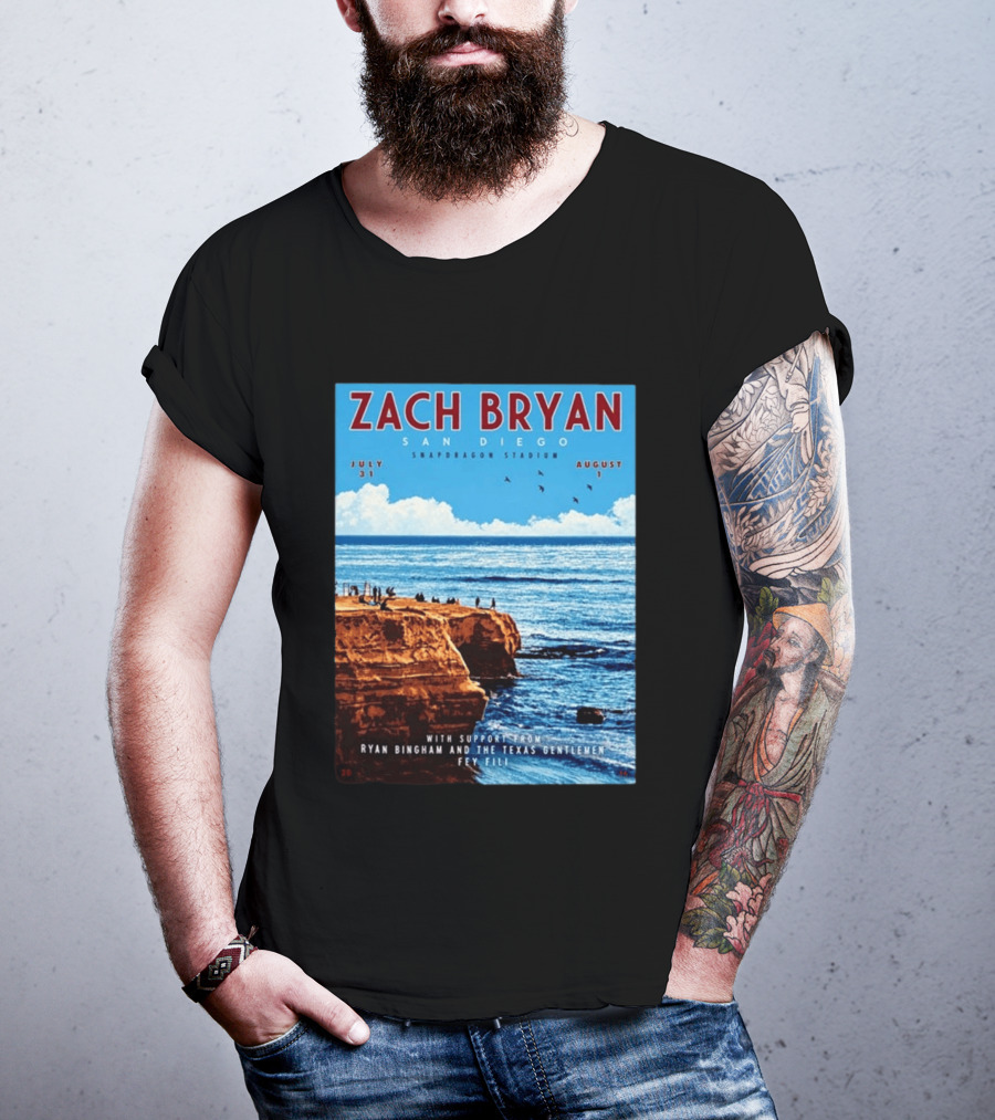 Zach Bryan San Diego Snapdragon Stadium July 31 August 1 With Support From Ryan Bingham The Texas Gentlemen Feu Fei T-Shirt