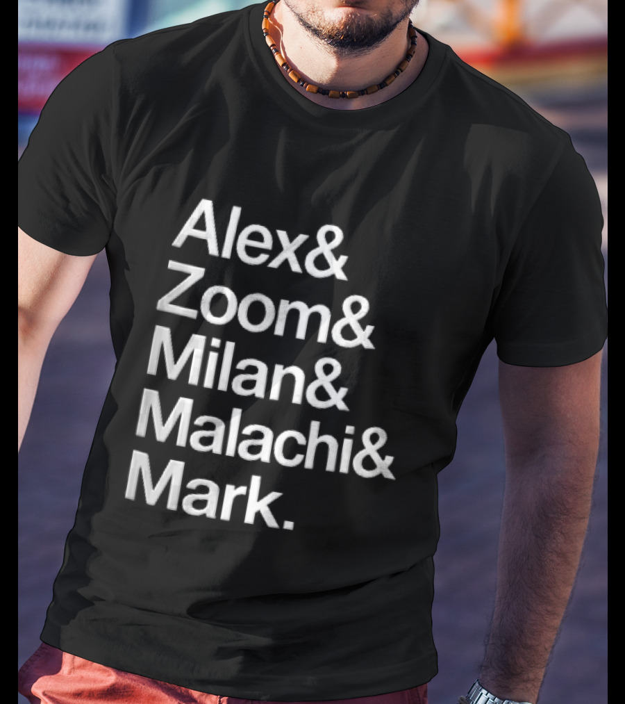 Alex Zoom Milan Malachi Mark Stacked White T-Shirt
