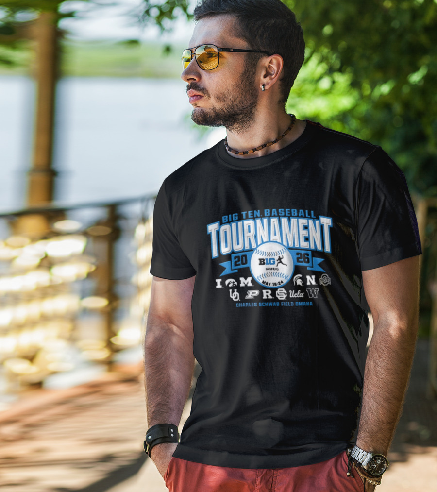 Big Ten Baseball Tournament 2026 Charles Schwab Field Omaha Iowa Michigan Purdue UCLA Ohio State T-Shirt