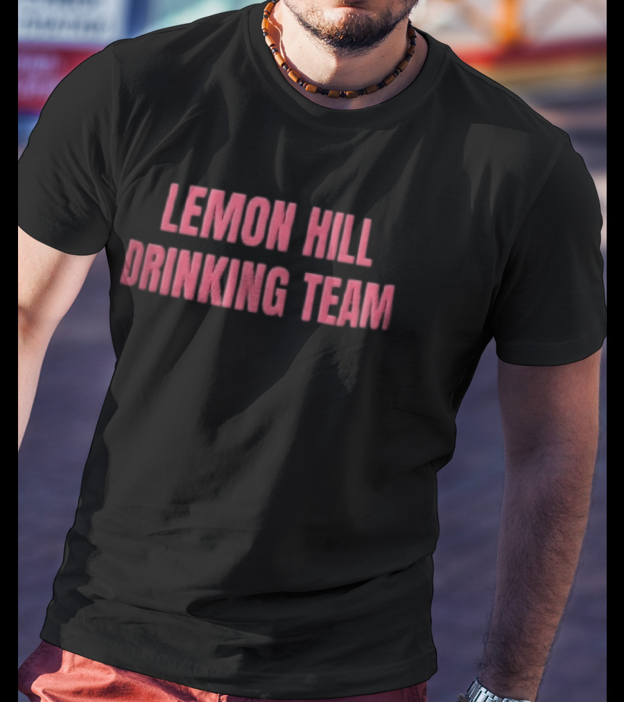 Lemon Hill Drinking Team Red Arched Block Lettering T-Shirt