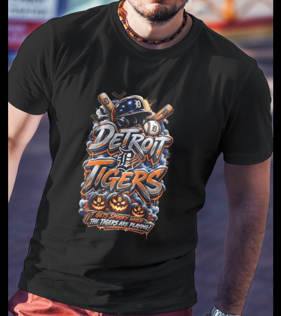 Detroit Tigers MLB Halloween Baseball Spooky Playing Time T-Shirt