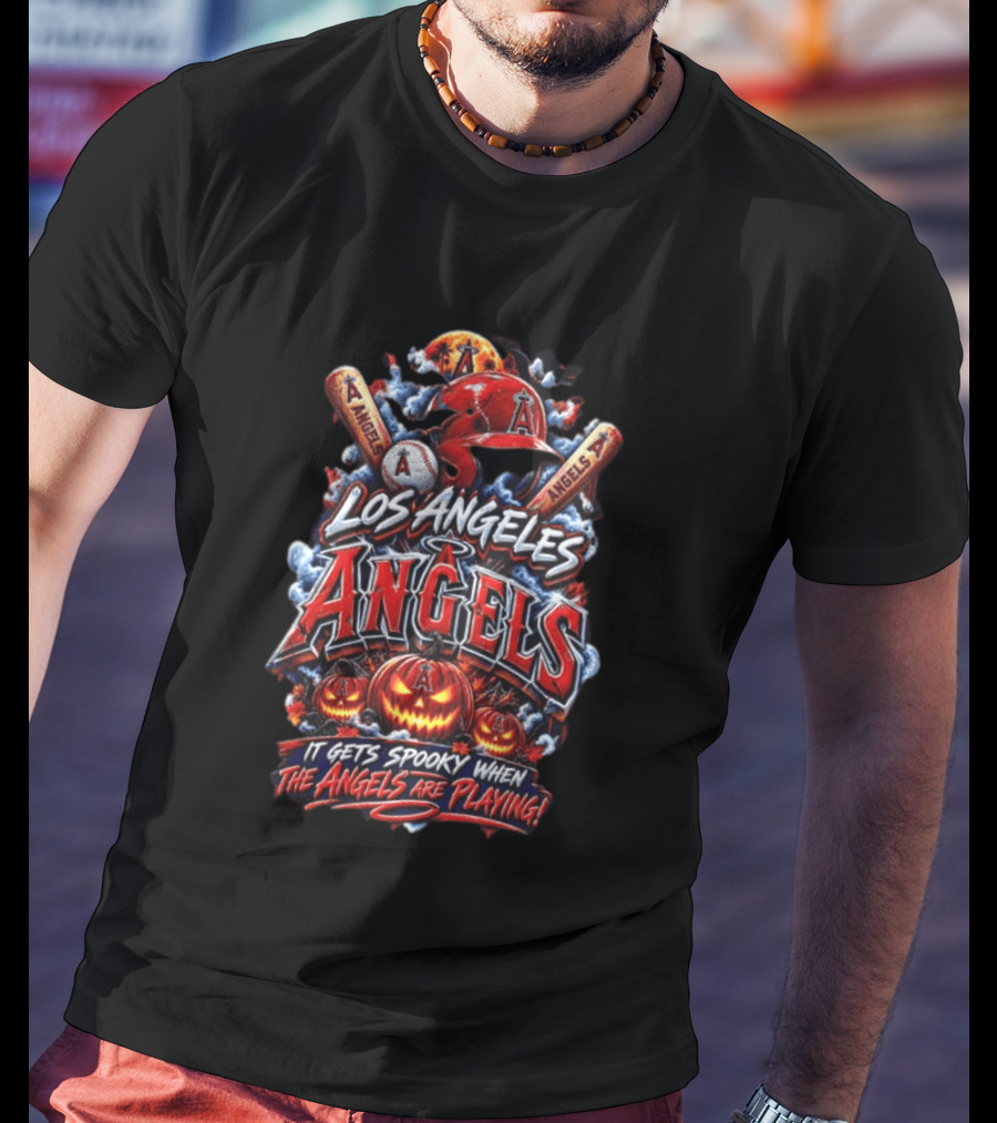 Los Angeles Angels Halloween Spooky Baseball T-Shirt
