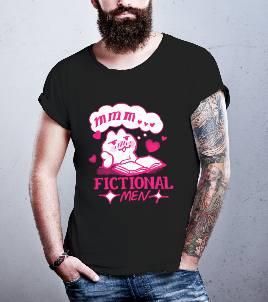 Fictional Men Mmm Hearts Cute Cartoon Reading T-Shirt