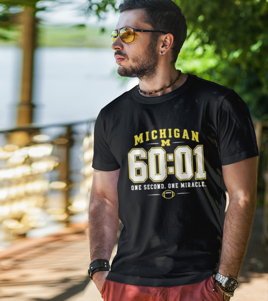 Michigan Wolverines 60 01 One Second One Miracle Football T-Shirt