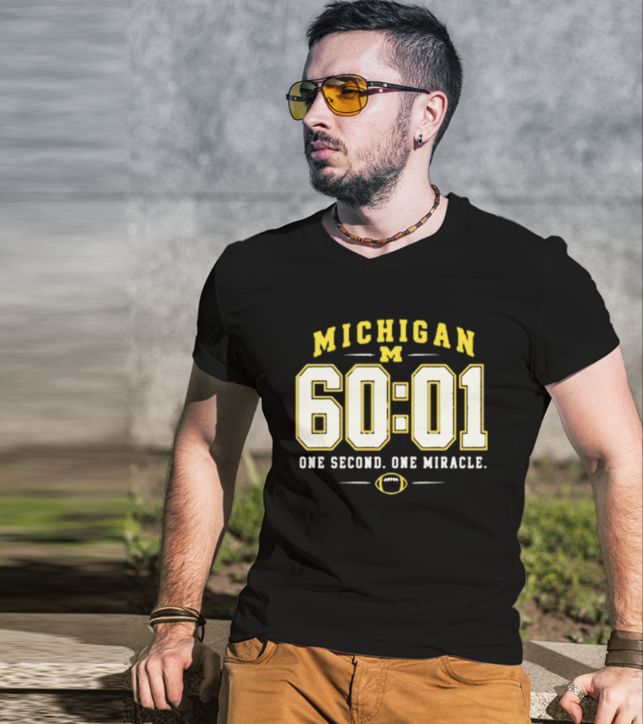 Michigan Wolverines 60 01 One Second One Miracle Football T-Shirt