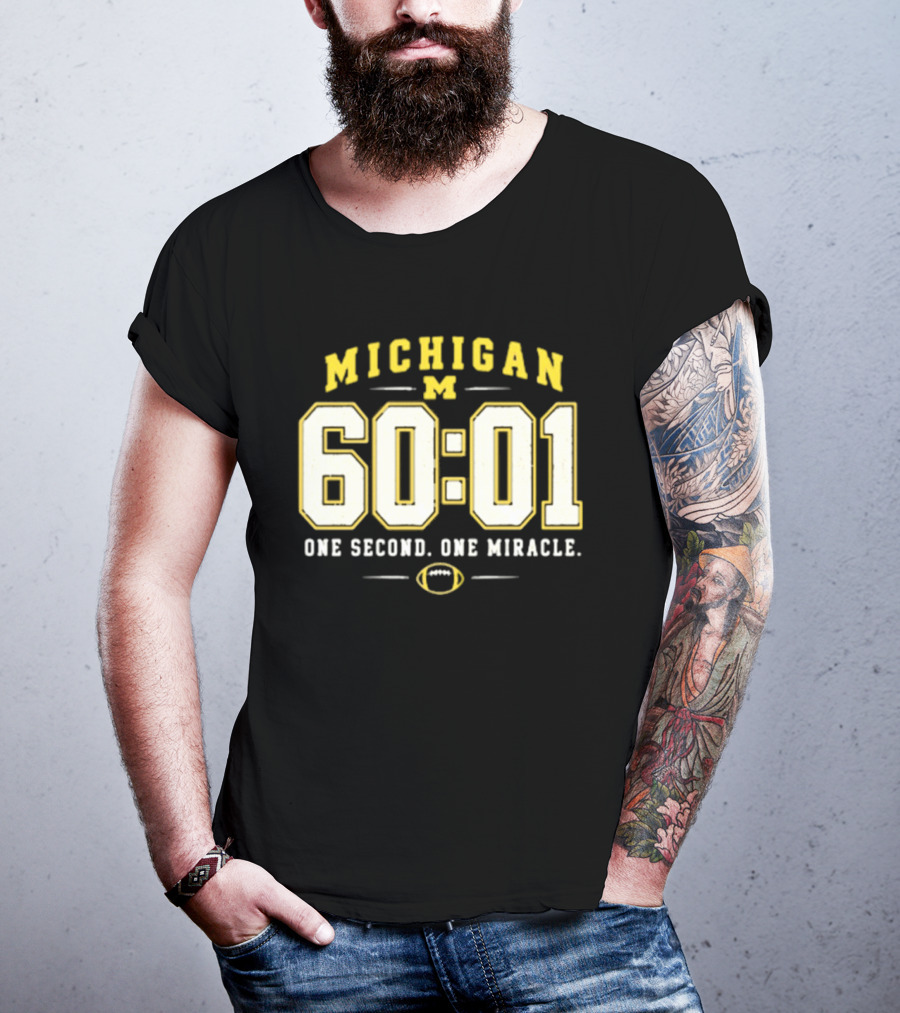Michigan Wolverines 60 01 One Second One Miracle Football T-Shirt