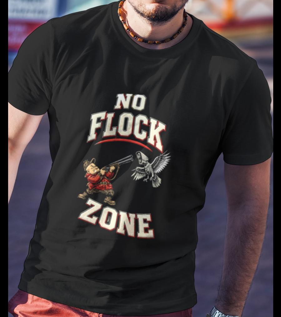 No Flock Zone Hunter With Surveillance Bird Vintage Look T-Shirt