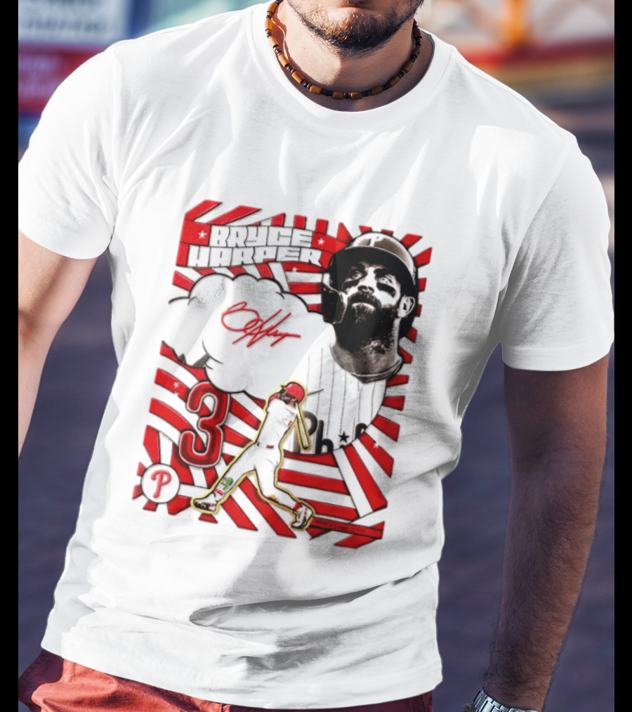 Bryce Harper Philadelphia Phillies 2026 MLB Signature Number 3 T-Shirt