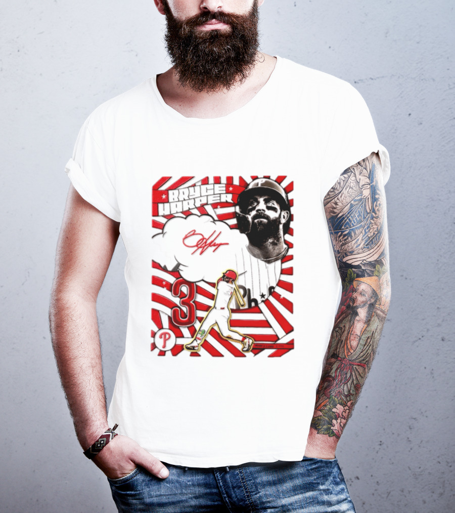Bryce Harper Philadelphia Phillies 2026 MLB Signature Number 3 T-Shirt