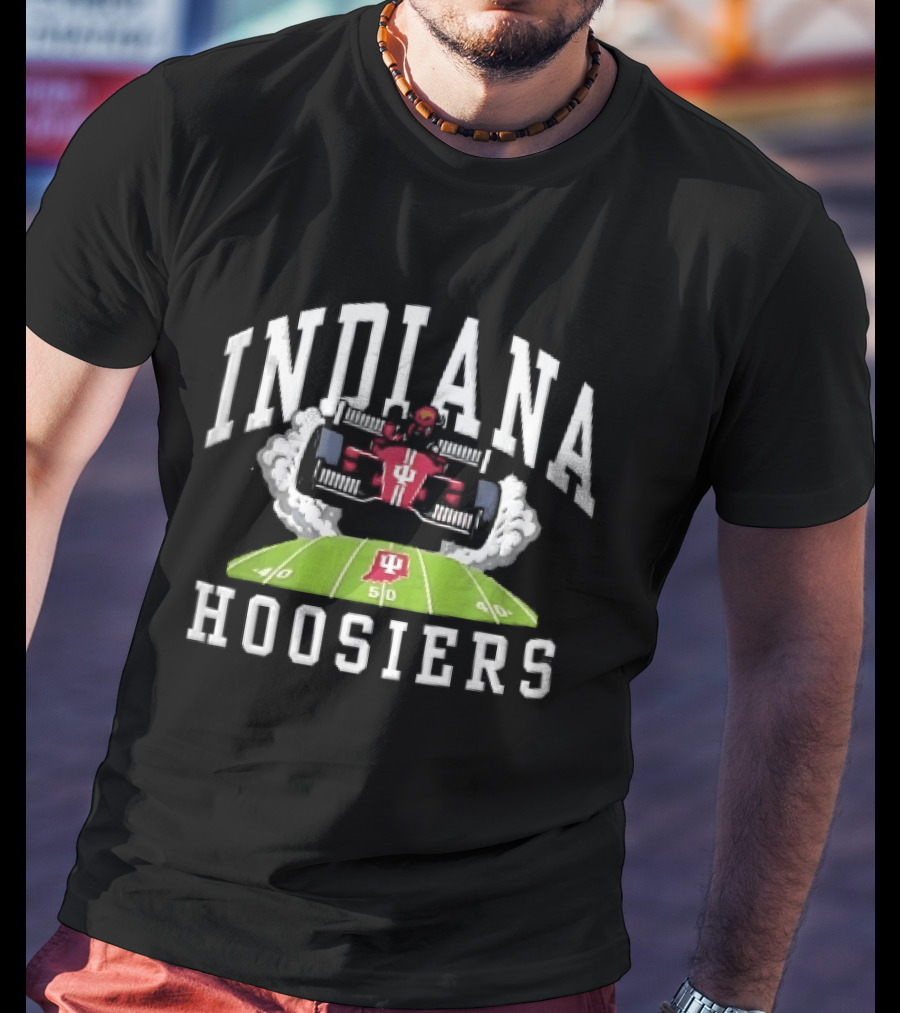 Indiana Hoosiers Race Car On Football Field NCAA Bison T-Shirt