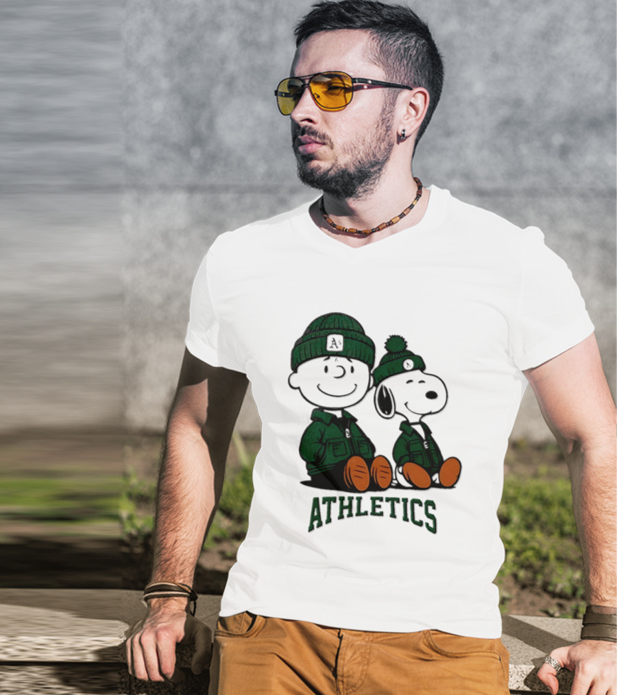 Charlie Brown Snoopy Athletics 2026 MLB Football T-Shirt
