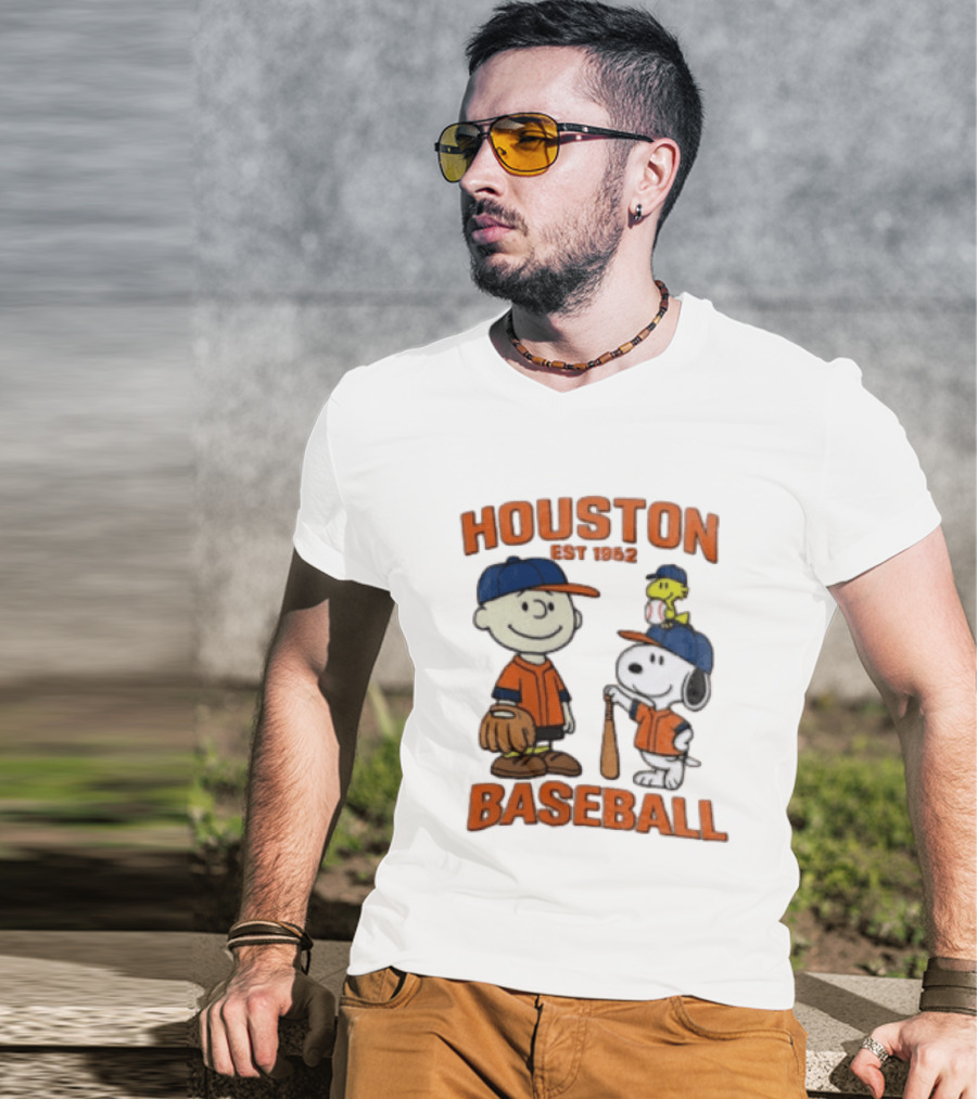 Charlie Brown Snoopy Houston Baseball Est 1962 T-Shirt