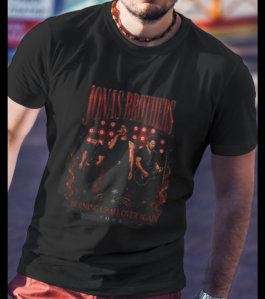 Jonas Brothers Burning Up All Over Again Tour Red Concert T-Shirt