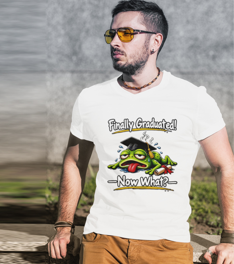 Finally Graduated Frog Now What Graduation Humor T-Shirt
