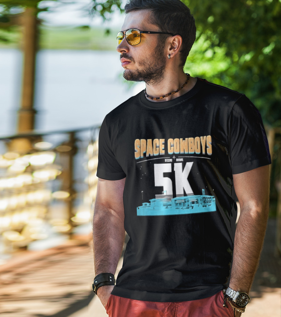 Space Cowboys 5k Cyan Ballpark Cityscape Night Stars T-Shirt