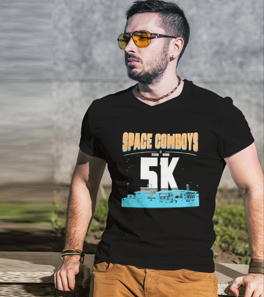 Space Cowboys 5k Cyan Ballpark Cityscape Night Stars T-Shirt