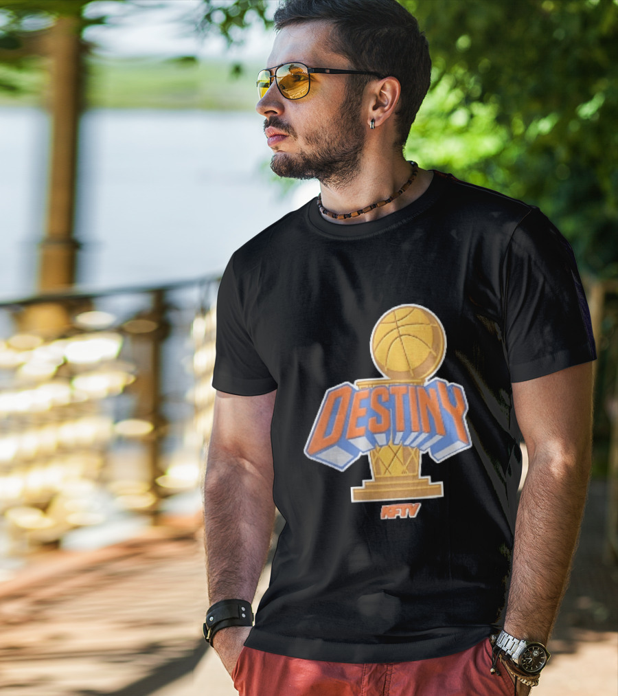 Destiny Gold Basketball Hoop Trophy Cartoon KFTV Orange Lettering T-Shirt
