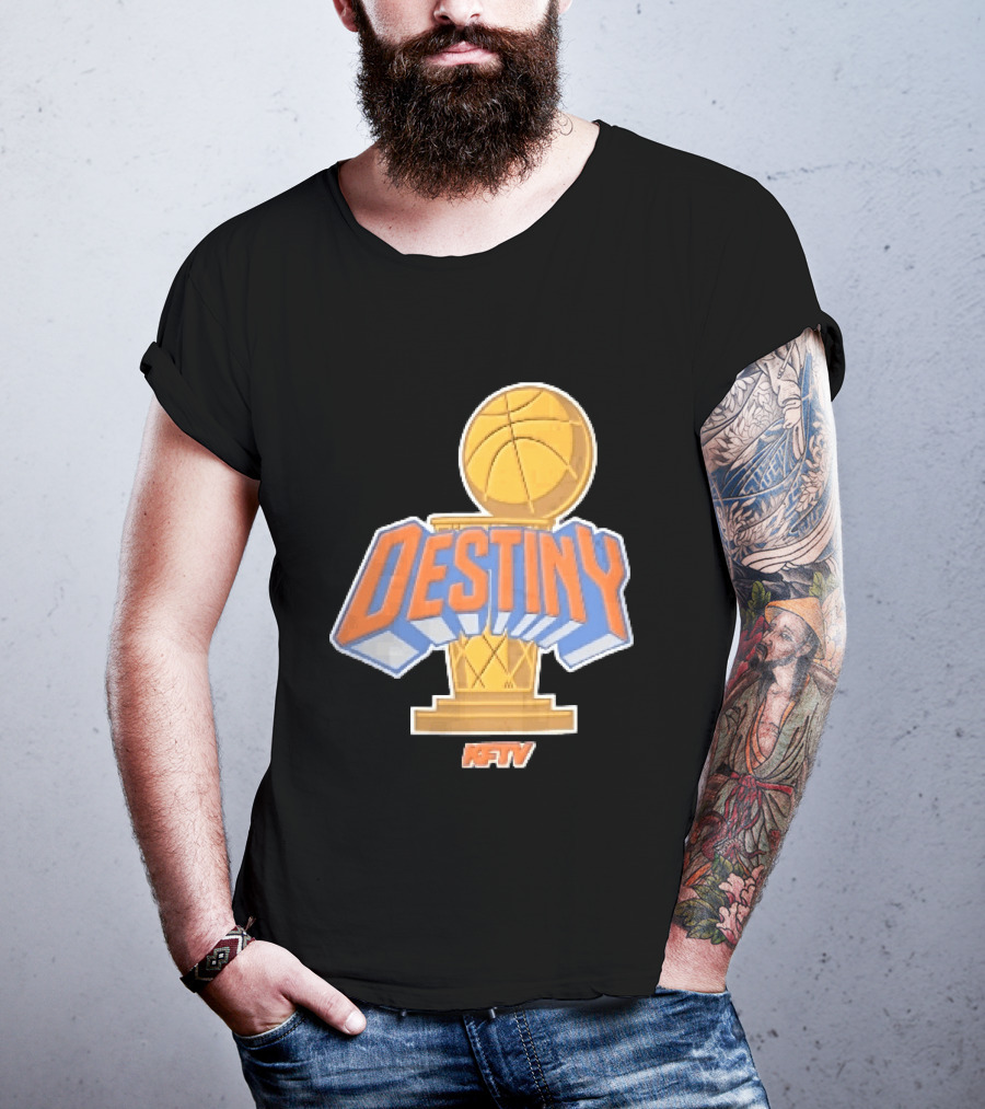 Destiny Gold Basketball Hoop Trophy Cartoon KFTV Orange Lettering T-Shirt