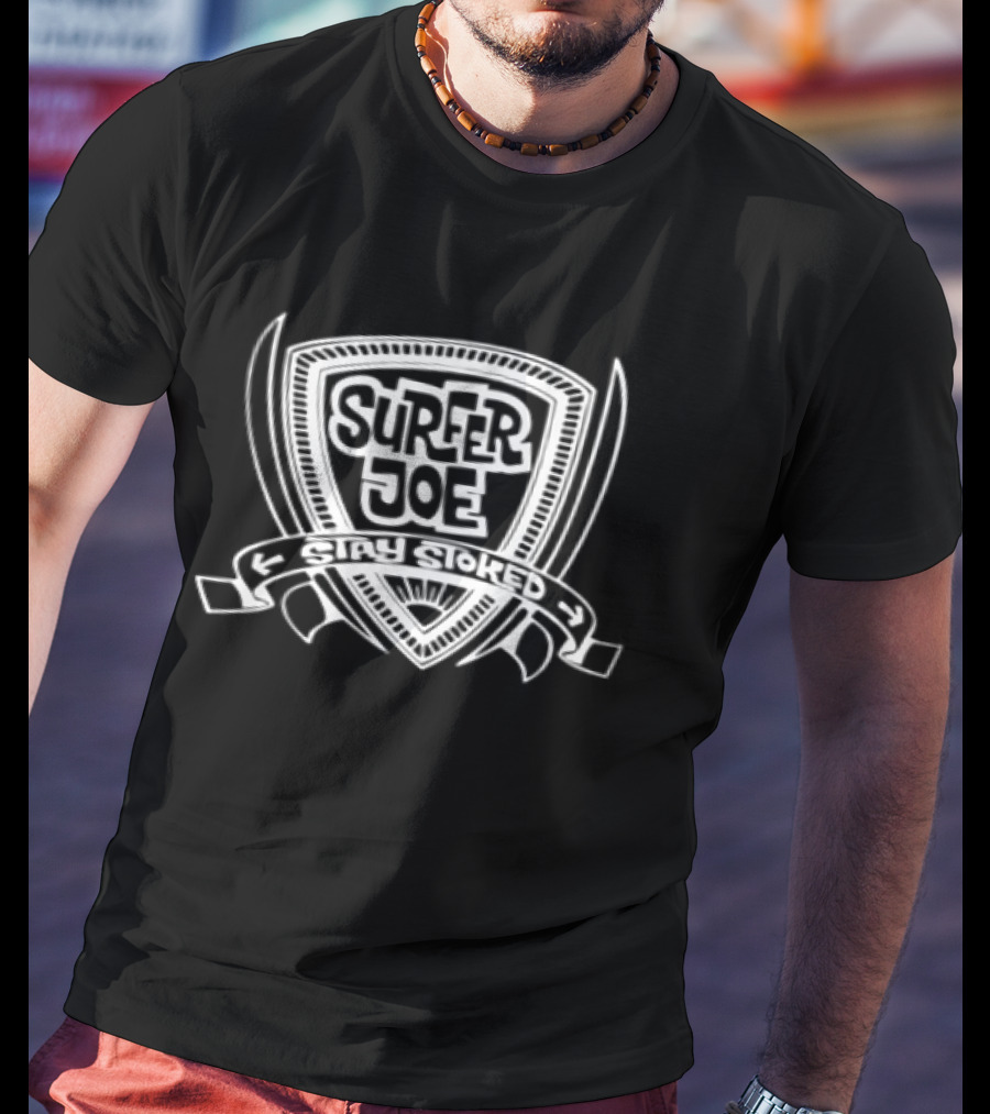 Surfer Joe Shield Emblem Surfboard T-Shirt