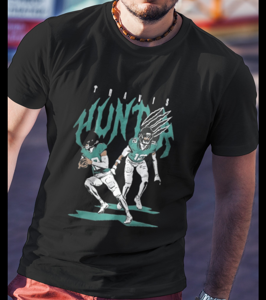 Travis Hunter Football Players Claw Marks Action Poses T-Shirt