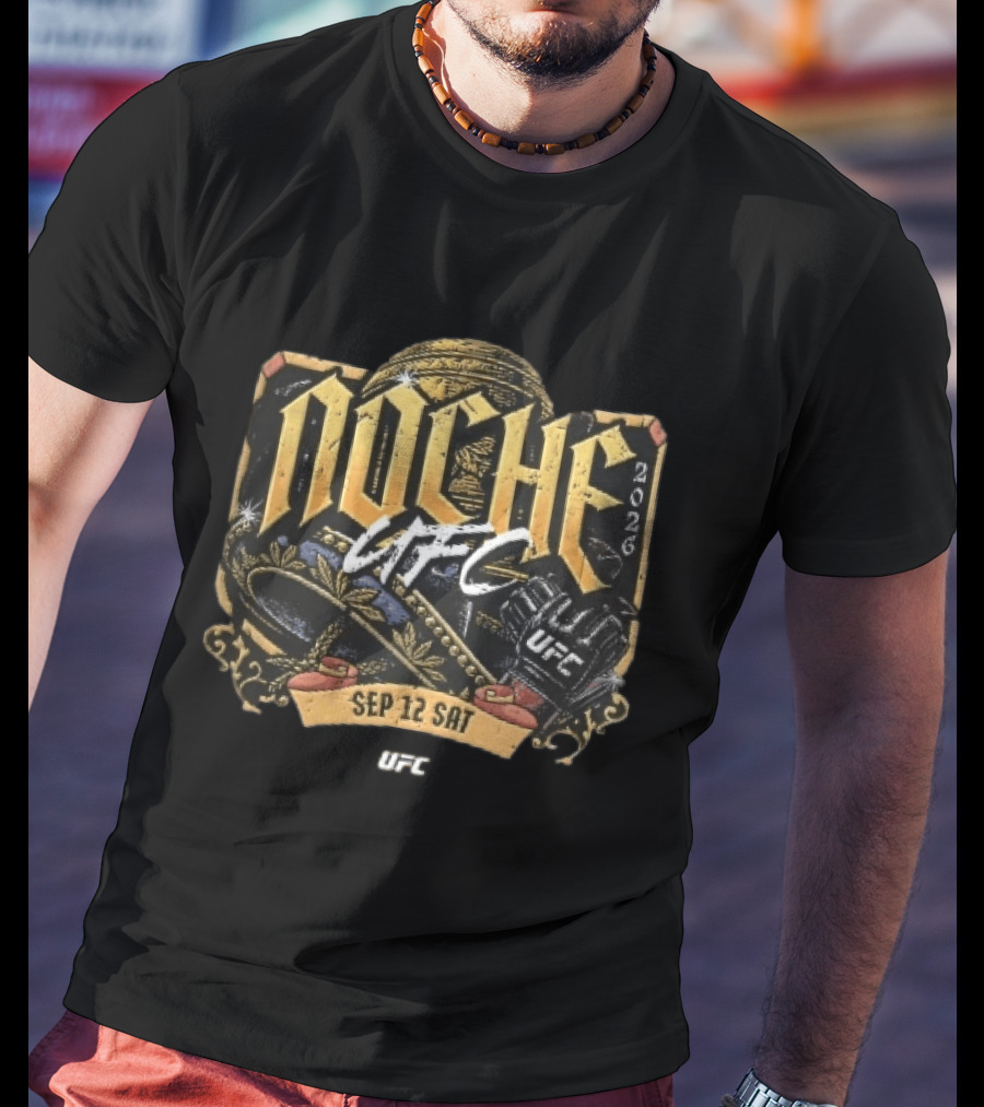 Noche UFC Sep 12 2026 Sombrero MMA Fight Glove Gold Ribbon T-Shirt