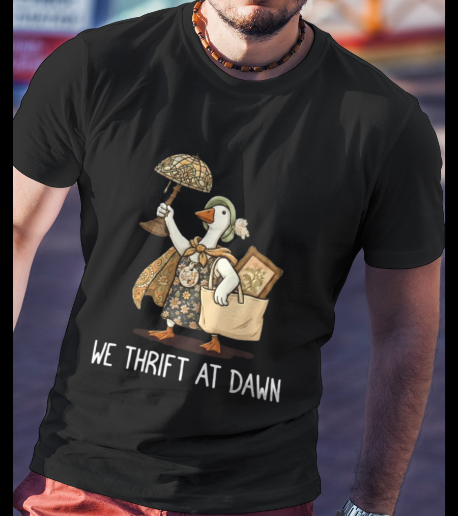 We Thrift At Dawn Vintage Goose With Lamp And Bag T-Shirt
