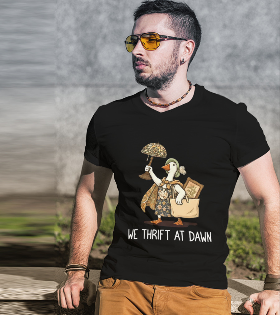We Thrift At Dawn Vintage Goose With Lamp And Bag T-Shirt